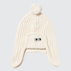 Акція на Дитяча зимова шапка в'язана з помпоном для хлопчика Uniqlo 578471646 51-54 см Молочна від Rozetka