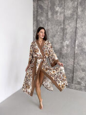 Акція на Женский длинный халат-кимоно Boho Chic BC1 вискоза Cosy корица XXL/XXXL від Podushka
