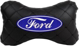 Акція на Подушка на підголовник EVAtech ECO 27 х 16 см Ford Чорна з чорною ниткою від Rozetka