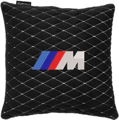 Акція на Подушка EVAtech 30 х 30 см BMW M Чорна з білою ниткою від Rozetka