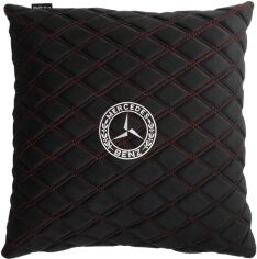 Акція на Подушка EVAtech 40 х 40 см Mercedes-Benz Чорна з червоною ниткою від Rozetka