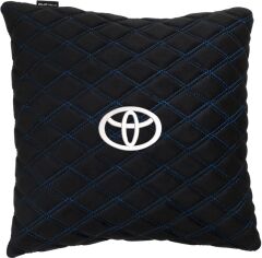 Акція на Подушка EVAtech 40 х 40 см Toyota Чорна з синьою ниткою від Rozetka