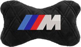 Акція на Подушка на підголовник EVAtech 27 х 16 см BMW M Чорна з чорною ниткою від Rozetka
