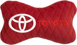 Акція на Подушка на підголовник EVAtech 27 х 16 см Toyota Червона з червоною ниткою від Rozetka