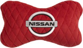 Акція на Подушка на підголовник EVAtech 27 х 16 см Nissan Червона з червоною ниткою від Rozetka