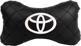 Акція на Подушка на підголовник EVAtech ECO 27 х 16 см Toyota Чорна з чорною ниткою від Rozetka