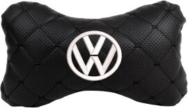Акція на Подушка на підголовник EVAtech ECO 27 х 16 см Volkswagen Чорна з чорною ниткою від Rozetka