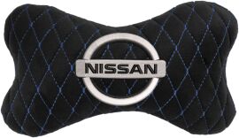 Акція на Подушка на підголовник EVAtech 27 х 16 см Nissan Чорна з синьою ниткою від Rozetka