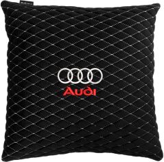 Акція на Подушка EVAtech 40 х 40 см Audi Чорна з білою ниткою від Rozetka