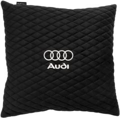 Акція на Подушка EVAtech 40 х 40 см Audi Чорна з чорною ниткою від Rozetka