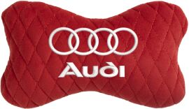 Акція на Подушка на підголовник EVAtech 27 х 16 см Audi Червона з червоною ниткою від Rozetka