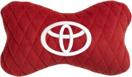 Акція на Подушка на підголовник EVAtech 27 х 16 см Toyota Червона з червоною ниткою від Rozetka