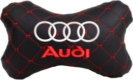 Акція на Подушка на підголовник EVAtech ECO 27 х 16 см Audi Чорна з червоною ниткою від Rozetka
