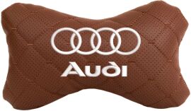 Акція на Подушка на підголовник EVAtech ECO 27 х 16 см Audi Коричнева з коричневою ниткою від Rozetka
