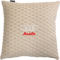 Акція на Подушка EVAtech 40 х 40 см Audi Бежева з бежевою ниткою від Rozetka