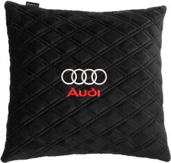 Акція на Подушка EVAtech 40 х 40 см Audi Чорна з чорною ниткою від Rozetka