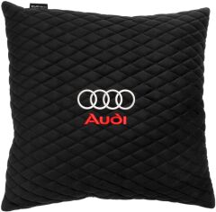 Акція на Подушка EVAtech 40 х 40 см Audi Чорна з чорною ниткою від Rozetka