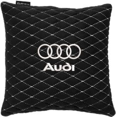 Акція на Подушка EVAtech 30 х 30 см Audi Чорна з білою ниткою від Rozetka