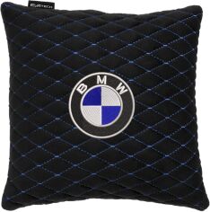 Акція на Подушка EVAtech 30 х 30 см BMW Чорна з синьою ниткою від Rozetka
