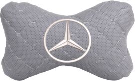 Акція на Подушка на підголовник EVAtech ECO 27 х 16 см Mercedes-Benz Сіра з сірою ниткою від Rozetka