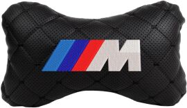 Акція на Подушка на підголовник EVAtech ECO 27 х 16 см BMW M Чорна з чорною ниткою від Rozetka