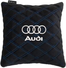Акція на Подушка EVAtech 30 х 30 см Audi Чорна з синьою ниткою від Rozetka