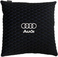 Акція на Подушка EVAtech 40 х 40 см Audi Чорна з синьою ниткою від Rozetka