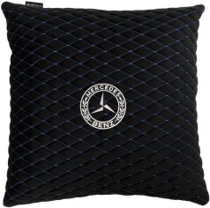 Акція на Подушка EVAtech 40 х 40 см Mercedes-Benz Чорна з синьою ниткою від Rozetka