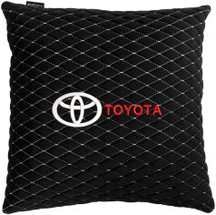 Акція на Подушка EVAtech 40 х 40 см Toyota Чорна з білою ниткою від Rozetka