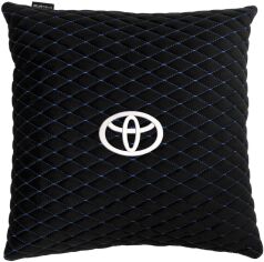 Акція на Подушка EVAtech 40 х 40 см Toyota Чорна з синьою ниткою від Rozetka