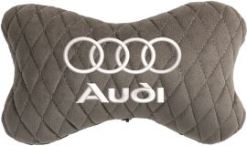 Акція на Подушка на підголовник EVAtech 27 х 16 см Audi Сіра з сірою ниткою від Rozetka