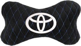 Акція на Подушка на підголовник EVAtech 27 х 16 см Toyota Чорна з синьою ниткою від Rozetka