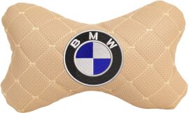Акція на Подушка на підголовник EVAtech ECO 27 х 16 см BMW Бежева з бежевою ниткою від Rozetka