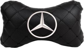 Акція на Подушка на підголовник EVAtech ECO 27 х 16 см Mercedes-Benz Чорна з чорною ниткою від Rozetka