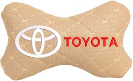 Акція на Подушка на підголовник EVAtech ECO 27 х 16 см Toyota Бежева з бежевою ниткою від Rozetka