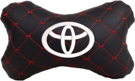 Акція на Подушка на підголовник EVAtech ECO 27 х 16 см Toyota Чорна з червоною ниткою від Rozetka