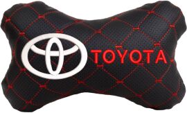 Акція на Подушка на підголовник EVAtech ECO 27 х 16 см Toyota Чорна з червоною ниткою від Rozetka