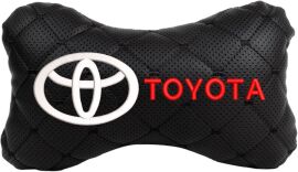 Акція на Подушка на підголовник EVAtech ECO 27 х 16 см Toyota Чорна з чорною ниткою від Rozetka