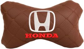 Акція на Подушка на підголовник EVAtech ECO 27 х 16 см Honda Коричнева з коричневою ниткою від Rozetka