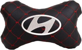 Акція на Подушка на підголовник EVAtech ECO 27 х 16 см Hyundai Чорна з червоною ниткою від Rozetka