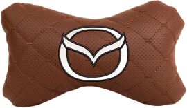 Акція на Подушка на підголовник EVAtech ECO 27 х 16 см Mazda Коричнева з коричневою ниткою від Rozetka