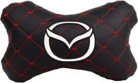 Акція на Подушка на підголовник EVAtech ECO 27 х 16 см Mazda Чорна з червоною ниткою від Rozetka