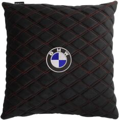 Акція на Подушка EVAtech 40 х 40 см BMW Чорна з червоною ниткою від Rozetka