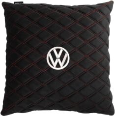 Акція на Подушка EVAtech 40 х 40 см Volkswagen Чорна з червоною ниткою від Rozetka