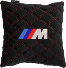 Акція на Подушка EVAtech 30 х 30 см BMW M Чорна з червоною ниткою від Rozetka