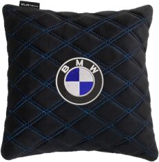 Акція на Подушка EVAtech 30 х 30 см BMW Чорна з синьою ниткою від Rozetka