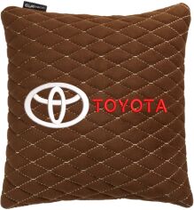 Акція на Подушка EVAtech 30 х 30 см Toyota Коричнева з коричневою ниткою від Rozetka