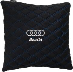 Акція на Подушка EVAtech 40 х 40 см Audi Чорна з синьою ниткою від Rozetka