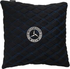 Акція на Подушка EVAtech 40 х 40 см Mercedes-Benz Чорна з синьою ниткою від Rozetka