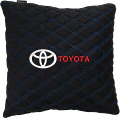 Акція на Подушка EVAtech 40 х 40 см Toyota Чорна з синьою ниткою від Rozetka